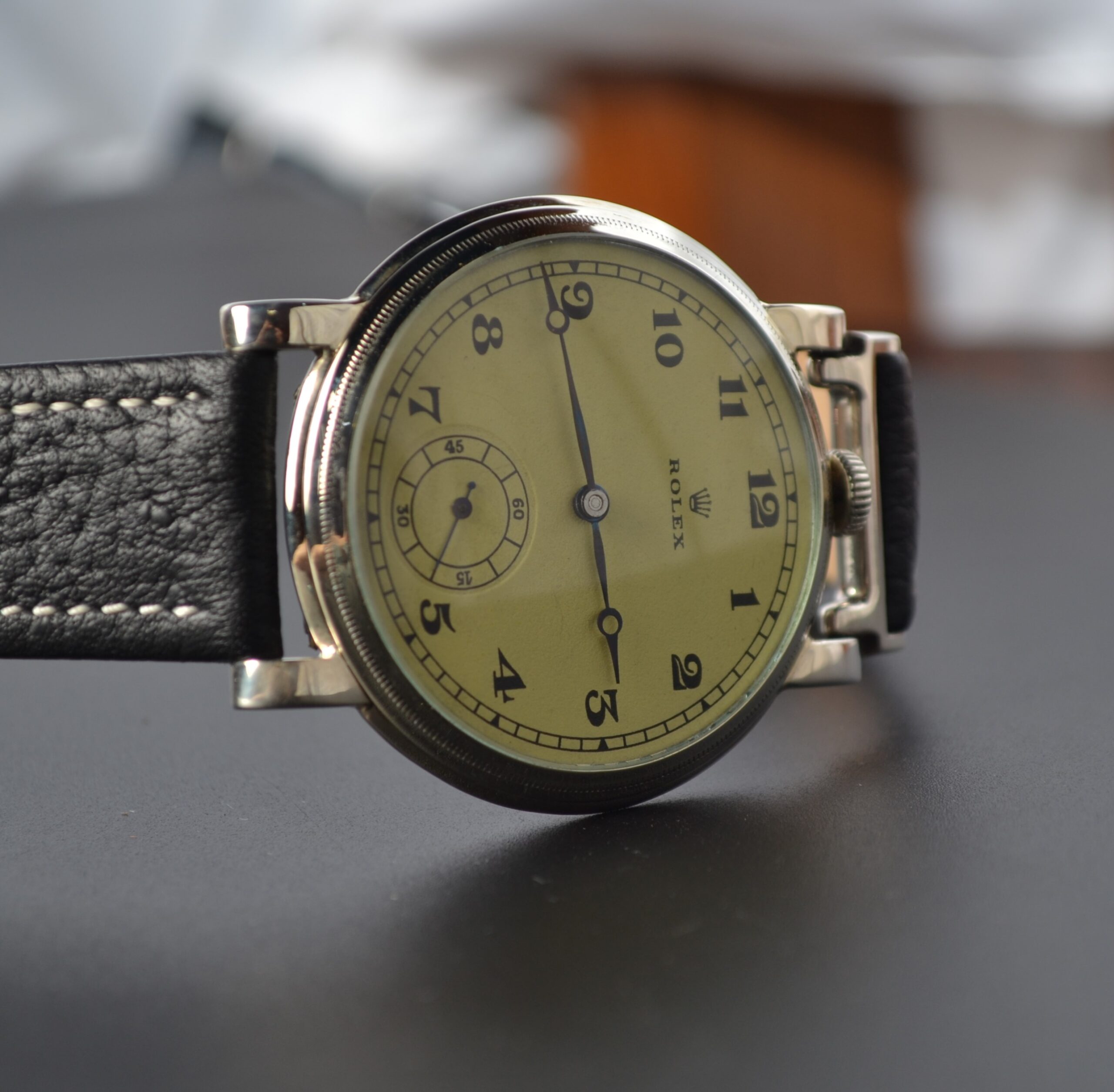 Vintage Military Rolex Lever Men's Watch 45mm – Chronometer, Tropical Dial photo 2