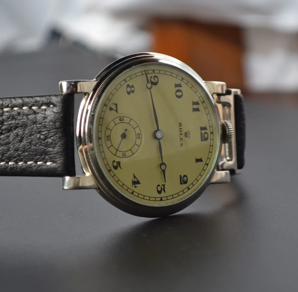Vintage Military Rolex Lever Men's Watch 45mm – Chronometer, Tropical Dial