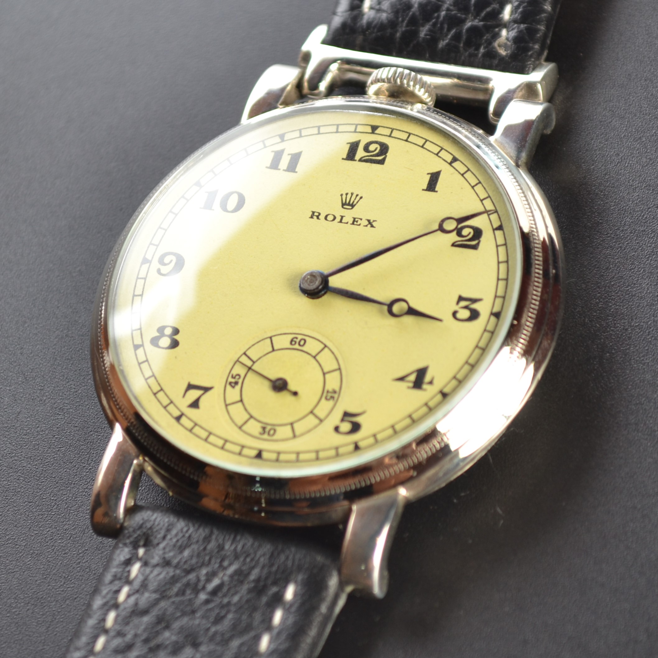 Vintage Military Rolex Lever Men's Watch 45mm – Chronometer, Tropical Dial photo 5