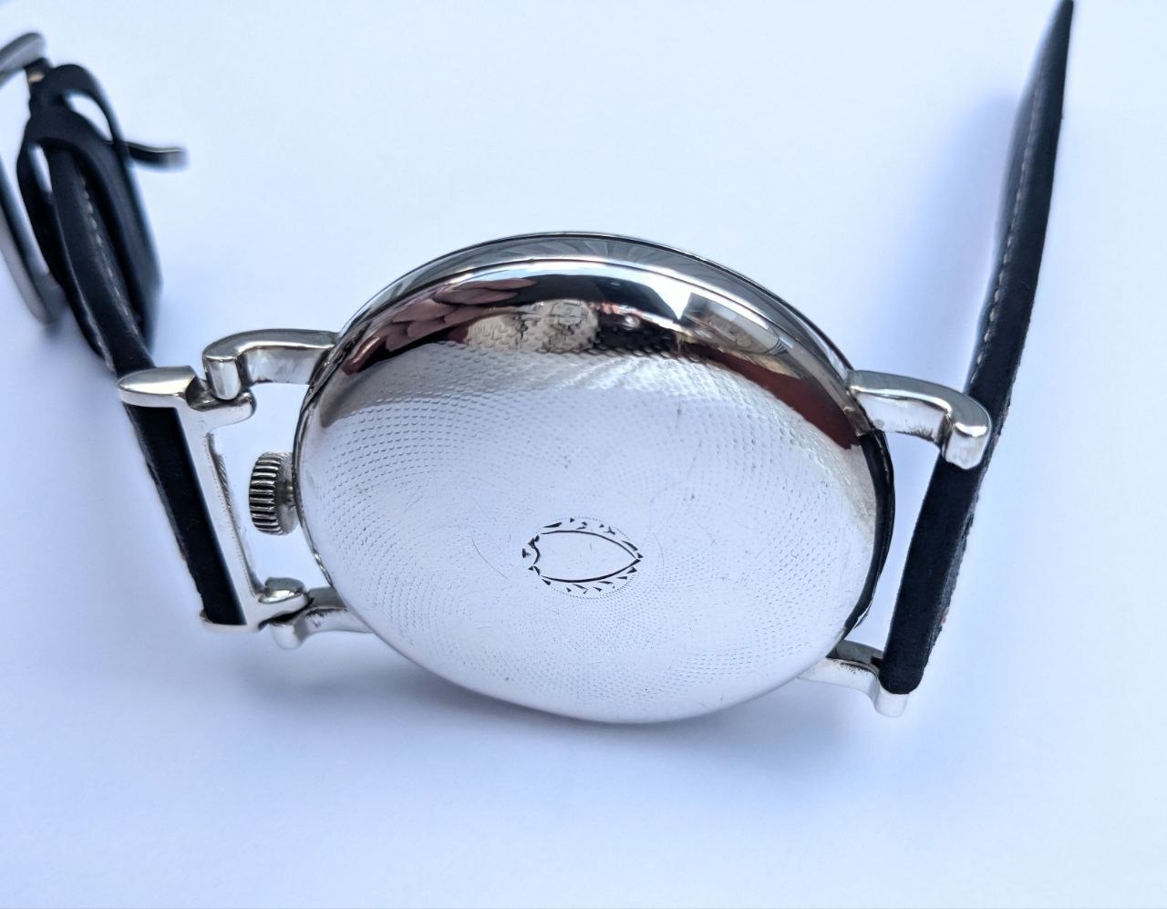 Vintage Rolex Marconi chronometer case back, solid silver with engraved hallmarks