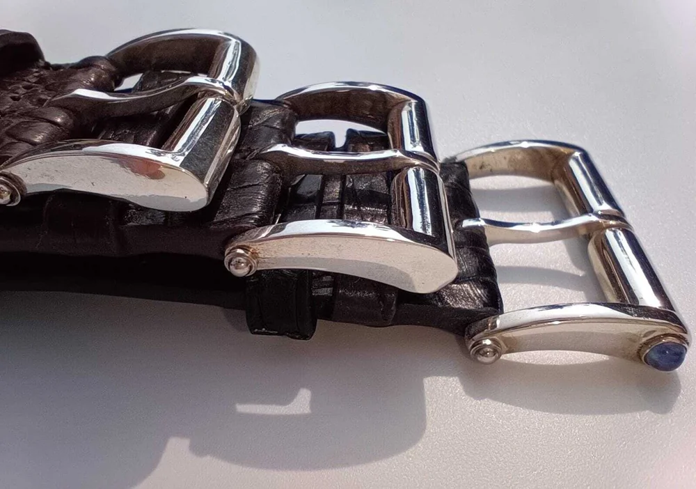 Vintage style watch strap set 20mm/22mm/24mm crocodile leather, silver buckle