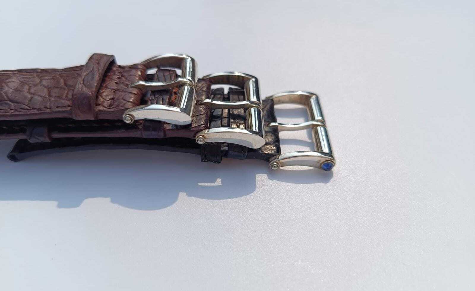 Vintage Crocodile Leather Watch Strap Set 20mm 22mm 24mm – Silver Buckle photo 2