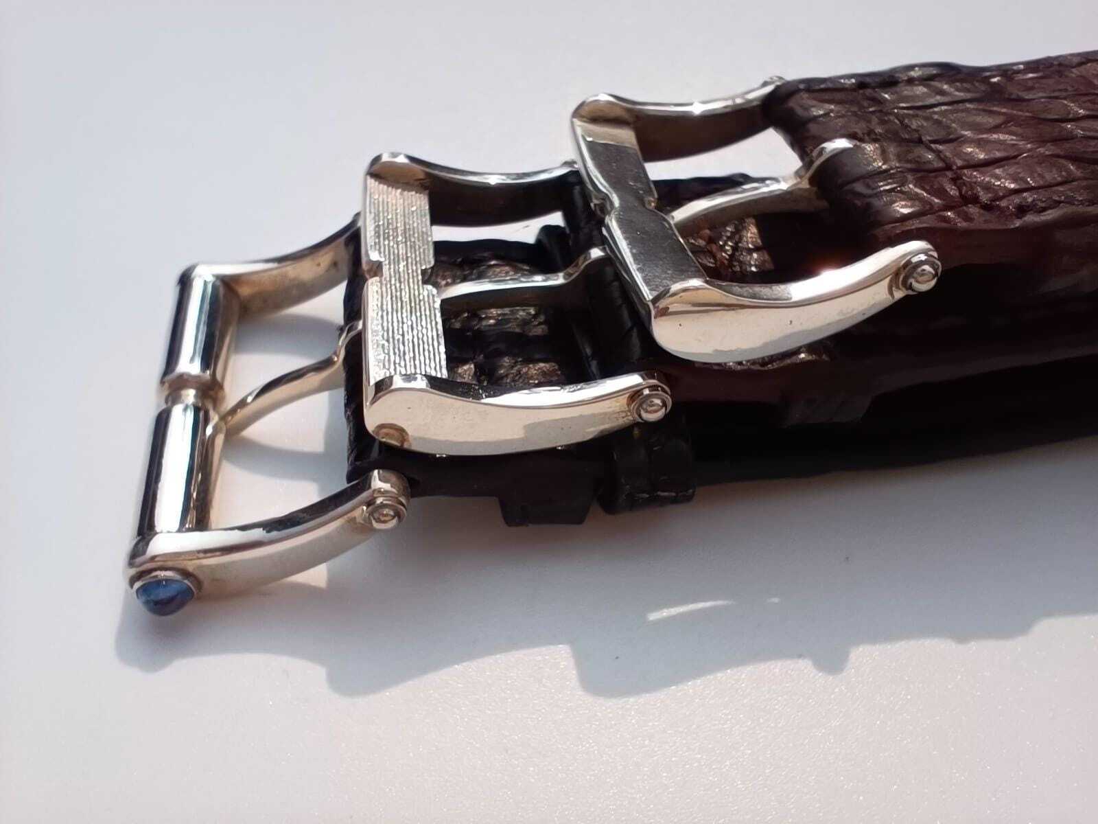 Vintage Crocodile Leather Watch Strap Set 20mm 22mm 24mm – Silver Buckle photo 3