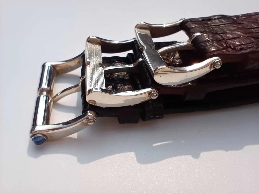 Vintage style watch strap set 20mm/22mm/24mm crocodile leather, silver buckle
