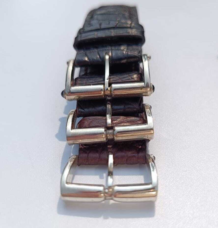 Vintage Crocodile Leather Watch Strap Set 20mm 22mm 24mm – Silver Buckle photo 5
