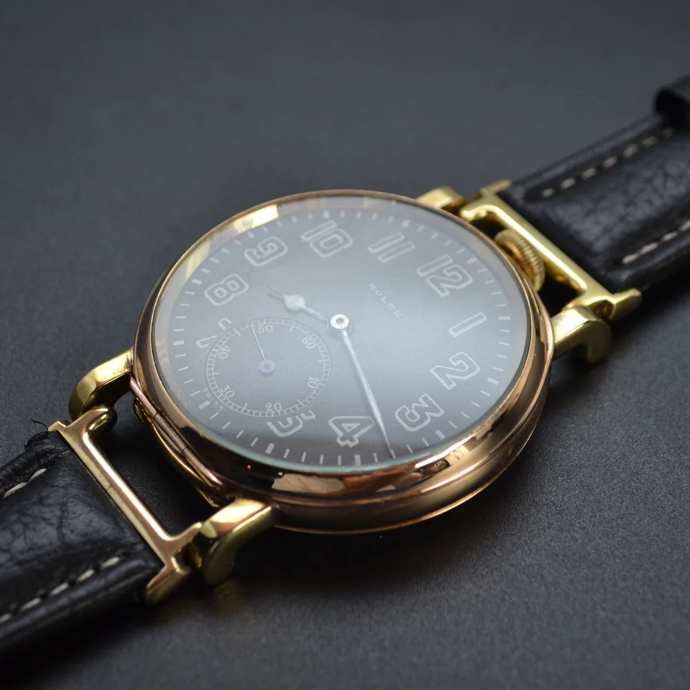 WW1 Rolex Pilot’s Watch – 15 Jewel Gold-Plated Dennison Case (Military Issued)