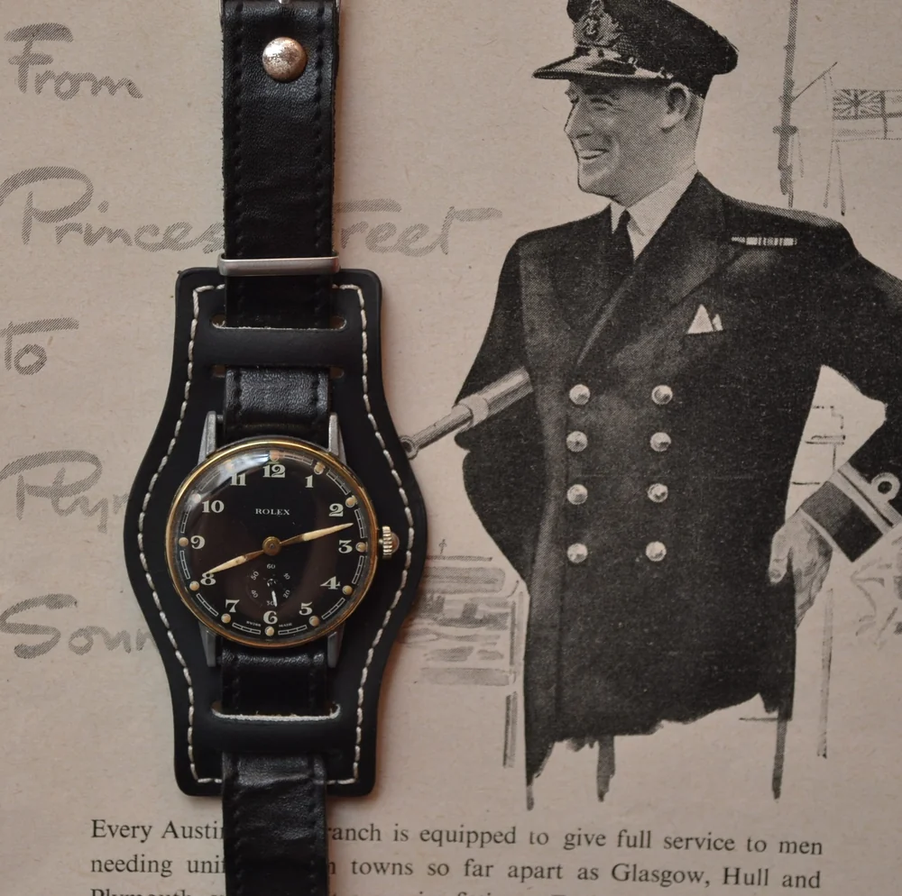 WW2 Era Rolex Bubbleback Military Watch - 35mm Officer's Trench Watch (1940s)