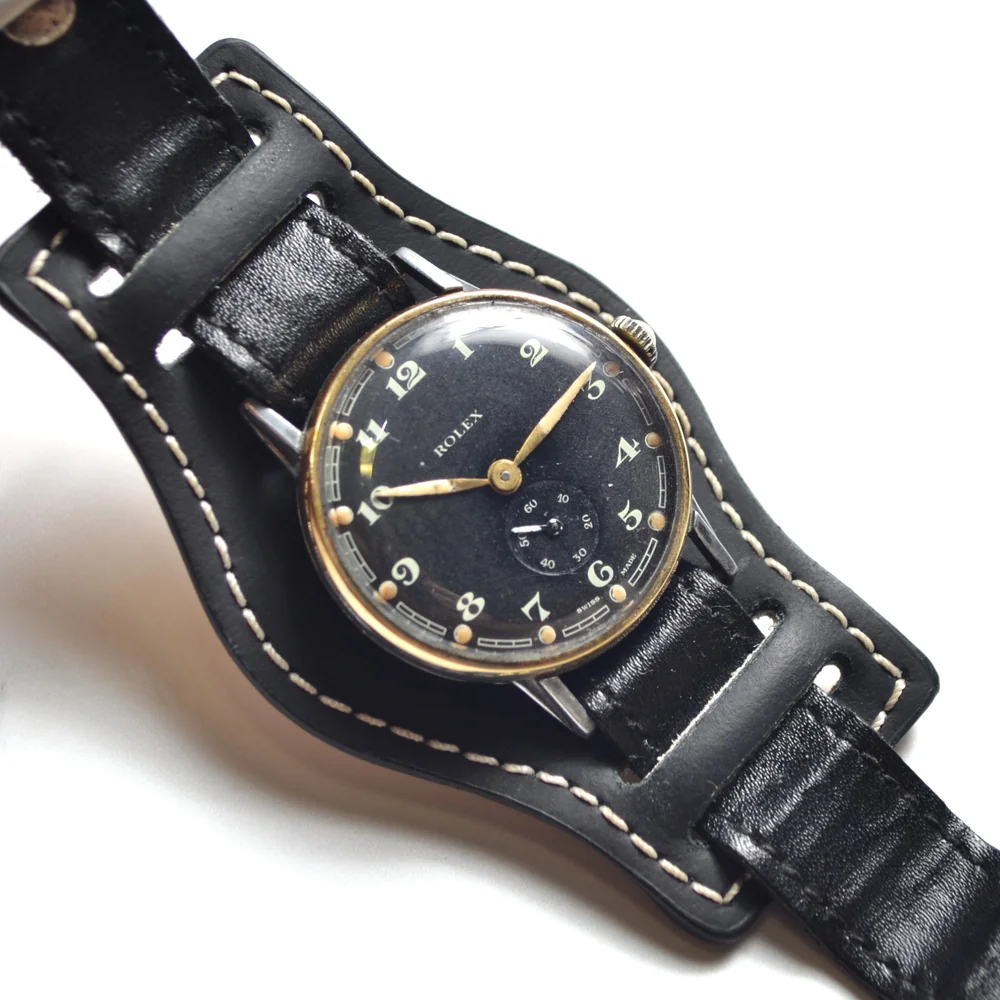 WW2 Era Rolex Bubbleback Military Watch - 35mm Officer's Trench Watch (1940s)