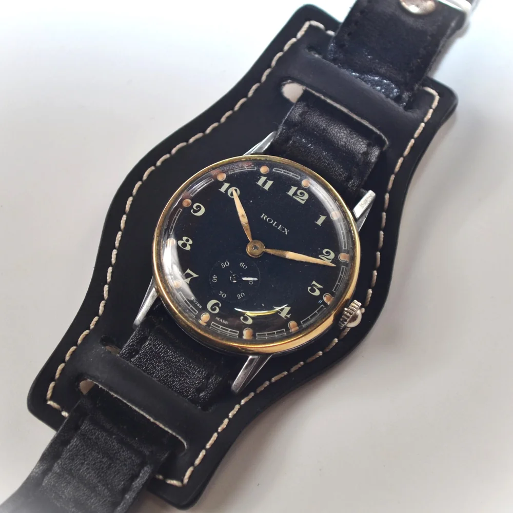 WW2 Era Rolex Bubbleback Military Watch - 35mm Officer's Trench Watch (1940s)