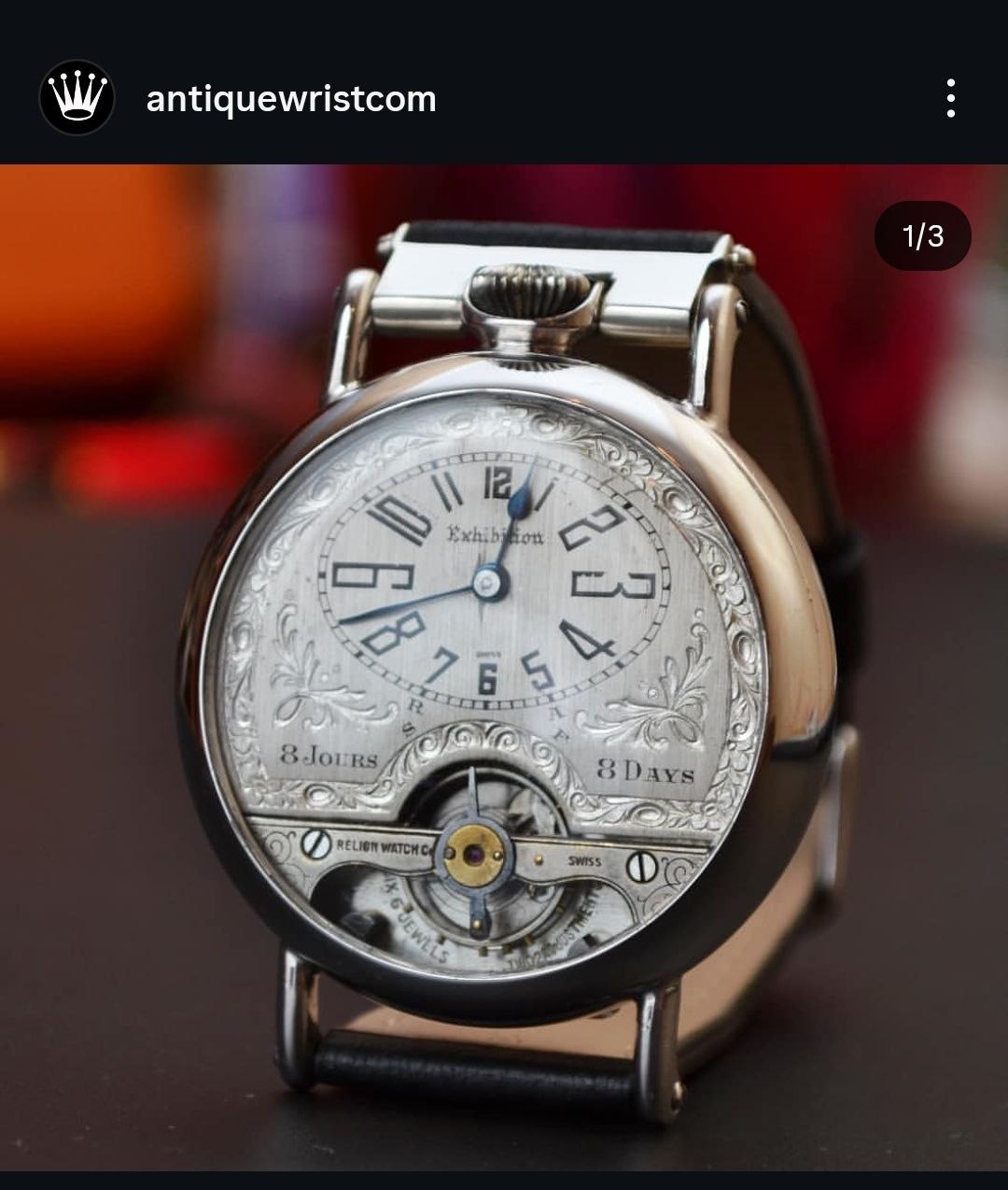 Hebdomas pocket watch converted to wristwatch — cup-and-link crown construction