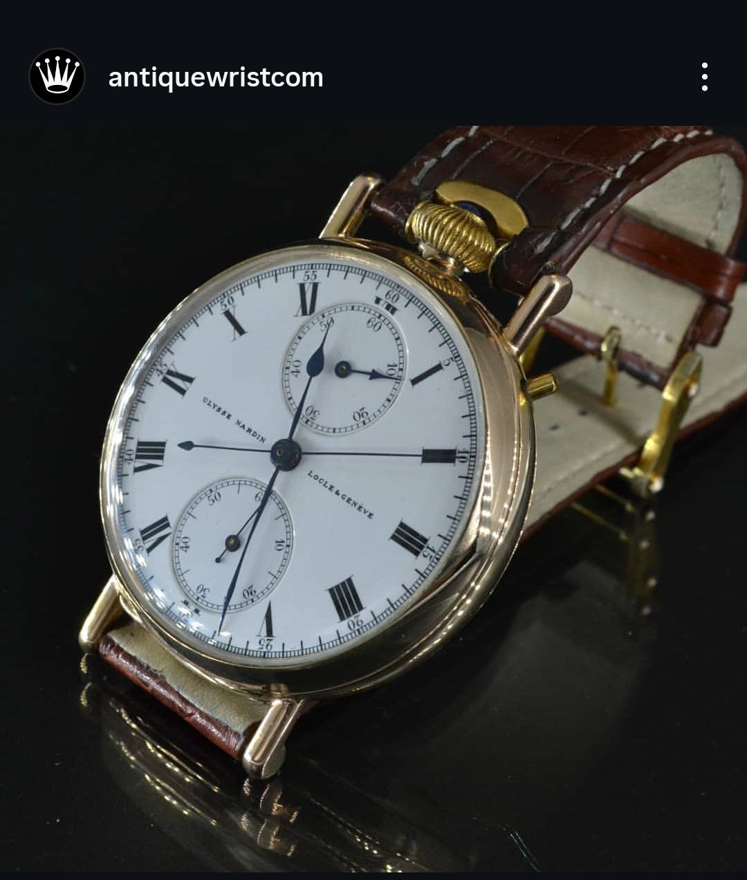 Ulysse Nardin pocket watch converted to wristwatch — notched-strap crown construction