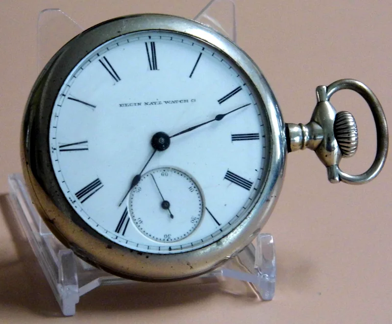 Elgin 16s pocket watch — This is a re-cased pocket watch.  It was originally produced with a hunter case.