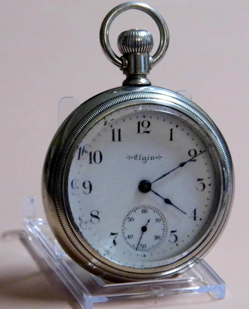Elgin 16s pocket watch — Vintage Elgin Open Face Pocket Watch, 15 Jewels, Size 18s, Movement Swings Out F