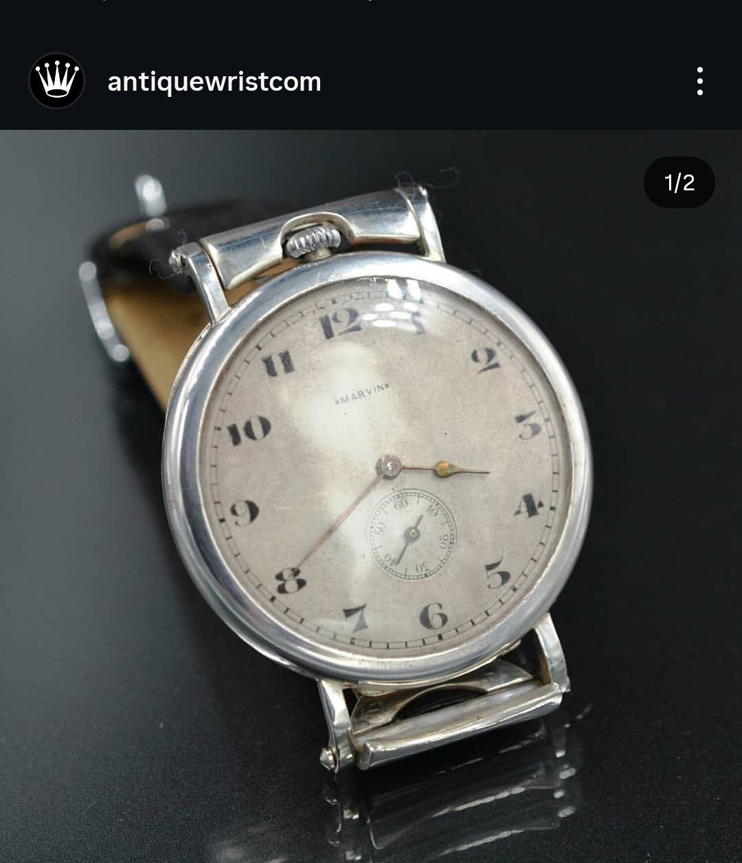 Marvin pocket watch converted to wristwatch — early dedicated lug construction