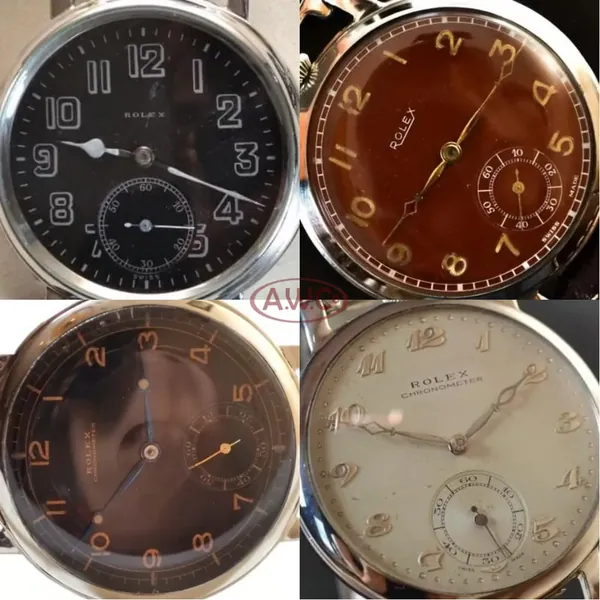 Rolex pocket dial reference — pocket rolex watch dials red black brown cream 1
