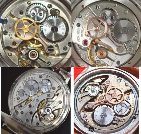 Rolex pocket movement reference — four movement comparison view