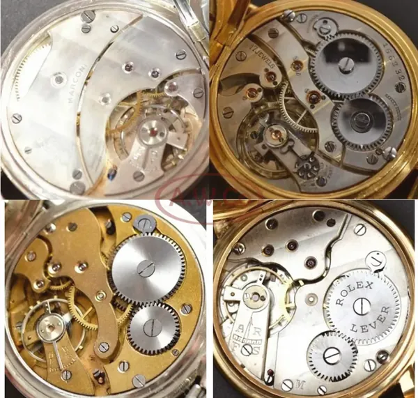 Rolex pocket movement reference — four movement views comparison
