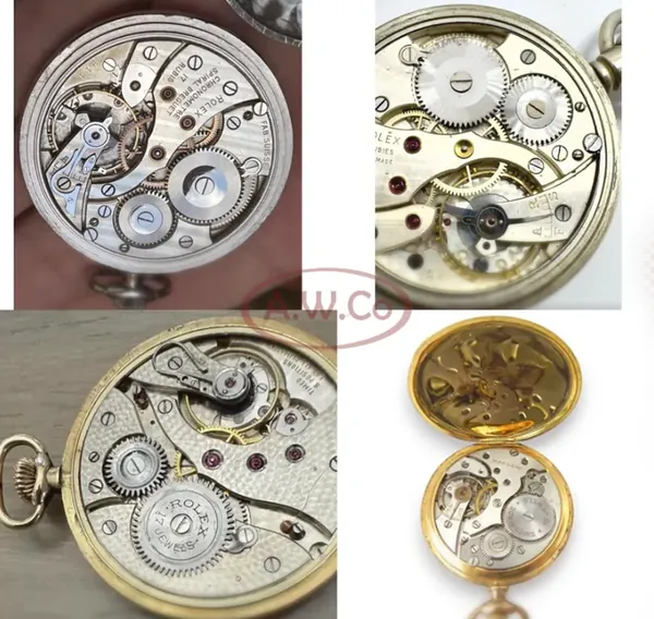 Rolex pocket movement reference — various jeweled lever movements
